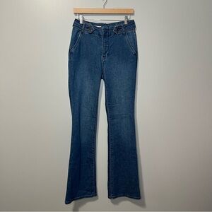 Pilcro High Rise Flared Leg Faded Medium Wash Denim Jeans